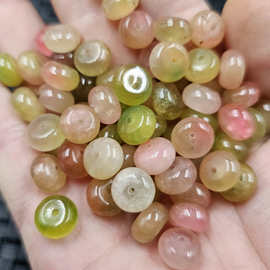 水蜜桃玉扣算盘珠玉石散珠桃花粉石英岩玉隔片隔珠饰品配件手工珠