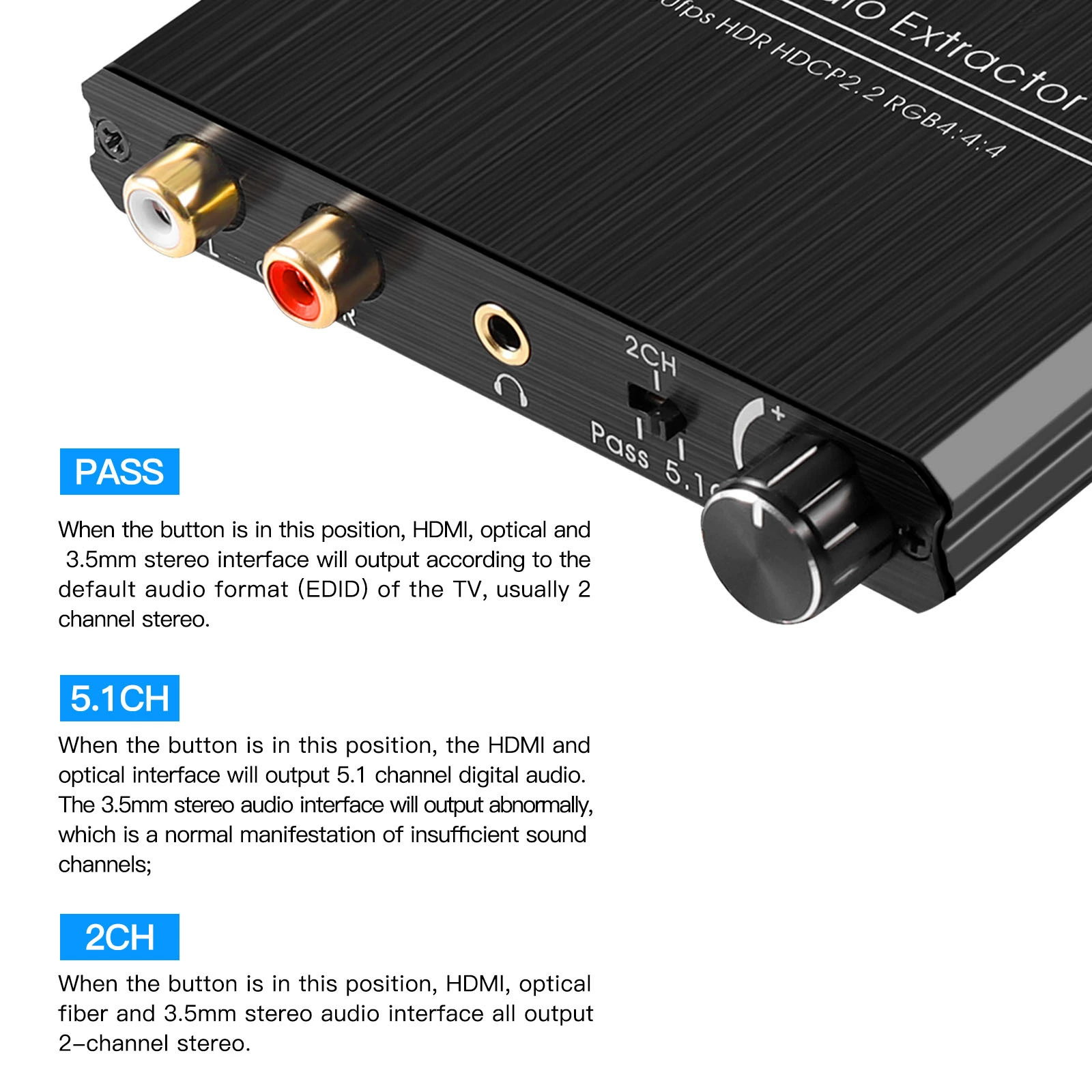 HDMI аудио разделитель аудио преобразователь аудио декодер регулировка громкости вывод 4K@60Гц