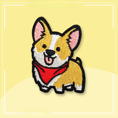 Cartoon Puppy Computer Embroidery Patch | Adorable Pet Animal Backing Glue-on Iron-on Embroidery Patch | DIY Dog Accessories & Decorative Fabric Stickers