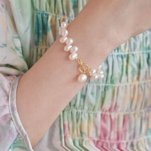 Exquisite Natural Freshwater Irregular Shell Beads Niche Light Luxury Bracelet French Gentle Retro Versatile Bracelet