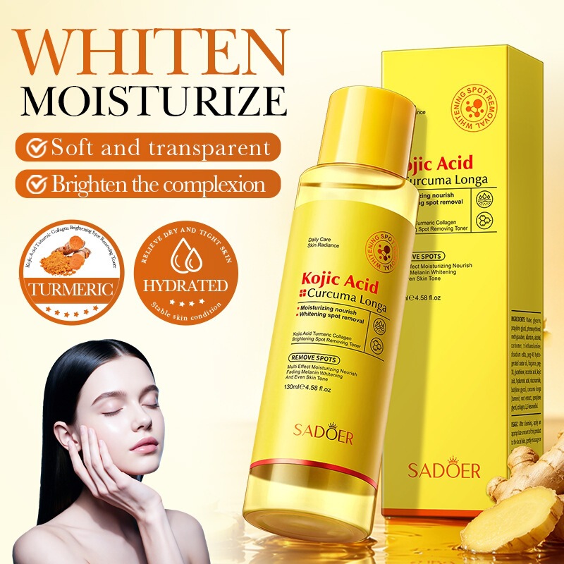 Full English Version Sadoer Kojic Acid Turmeric Collagen Brightening and Spot-Removing Toner 130ml Cross-Border Wholesale