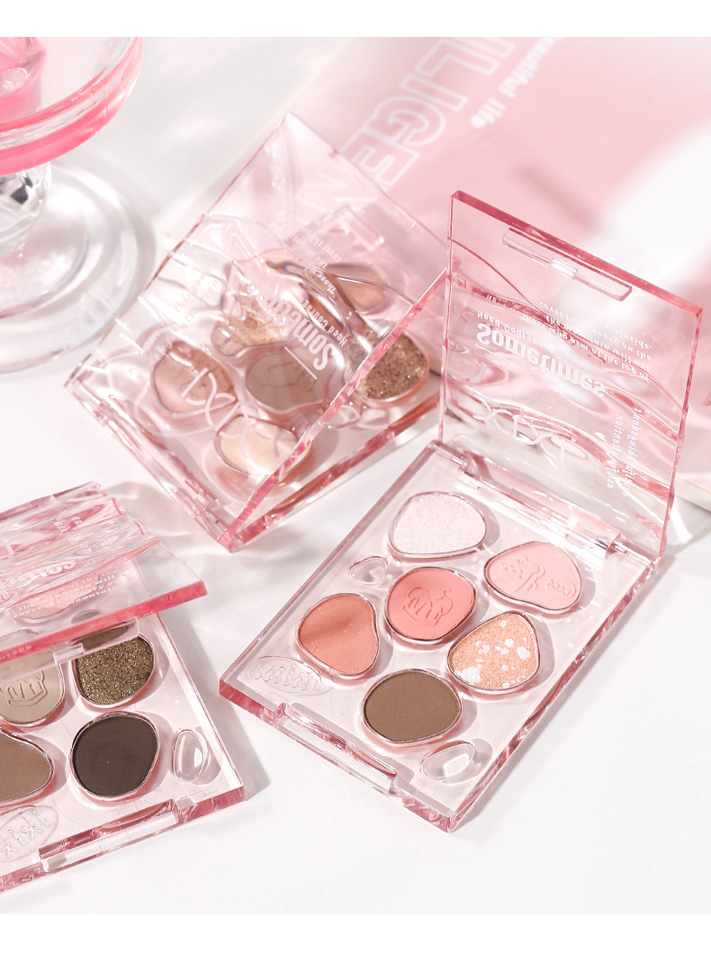 xixi Sweet Double Color Eyeshadow Palette: Pearlescent, matte, fine flash, low saturation, cold tone, grayish-brown, everyday earth tones undefined