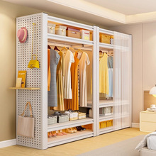 开放式金属货架衣柜卧室落地组合挂衣架阳台多层置物架家用衣帽架
