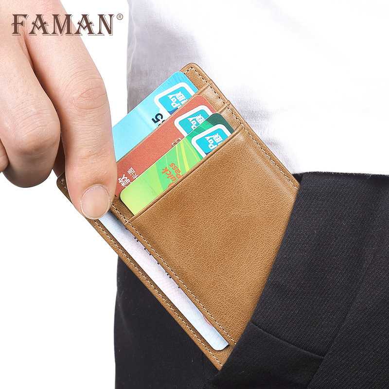 Bolsas de tarjetas de crédito de cuero para hombres, porta tarjetas bancarias de autobús, porta tarjetas de licencia de conducir mini compacta y ultra delgada