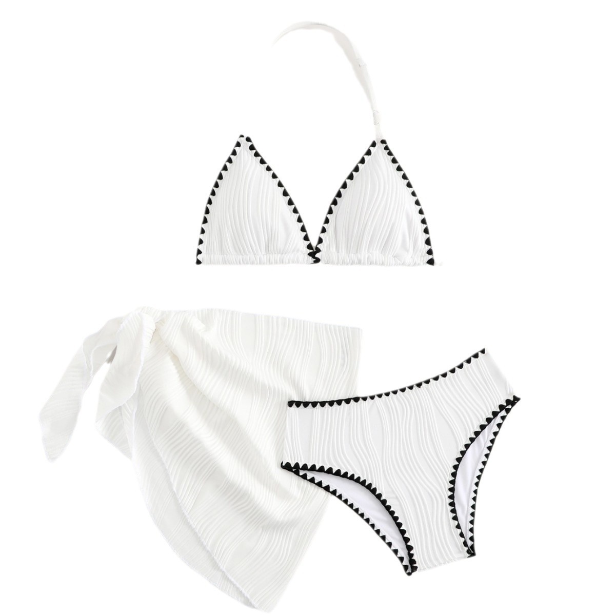 Classic Solid Color Bikini Swimsuit Set For Tweens & Teens - 3 Piece Tankini For Big Girls, Pool & Beach Wear_voghion.com