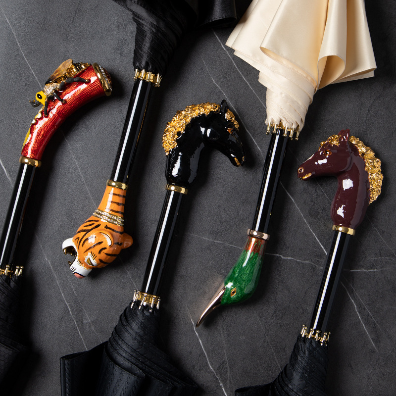 Luxury Animal-Handle Umbrella, Enlarged and Thickened Straight-Handled Sun and Rain Umbrella, Business Long-Handle Umbrella, Custom High-End Gift Luxury Animal-Handle Umbrella, Enlarged and Thickened Straight-Handled Sun and Rain Umbrella, Business Long-Handle Umbrella, Custom High-End Gift