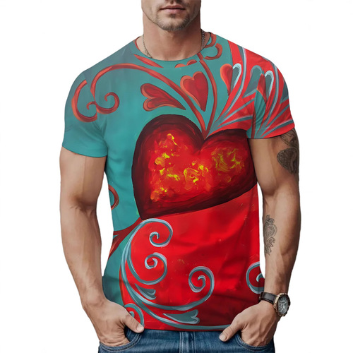 New 2025 Amazon AliExpress 3D Printed T-shirt for Men Short Sleeve Casual Fruit Funny Pattern Loose