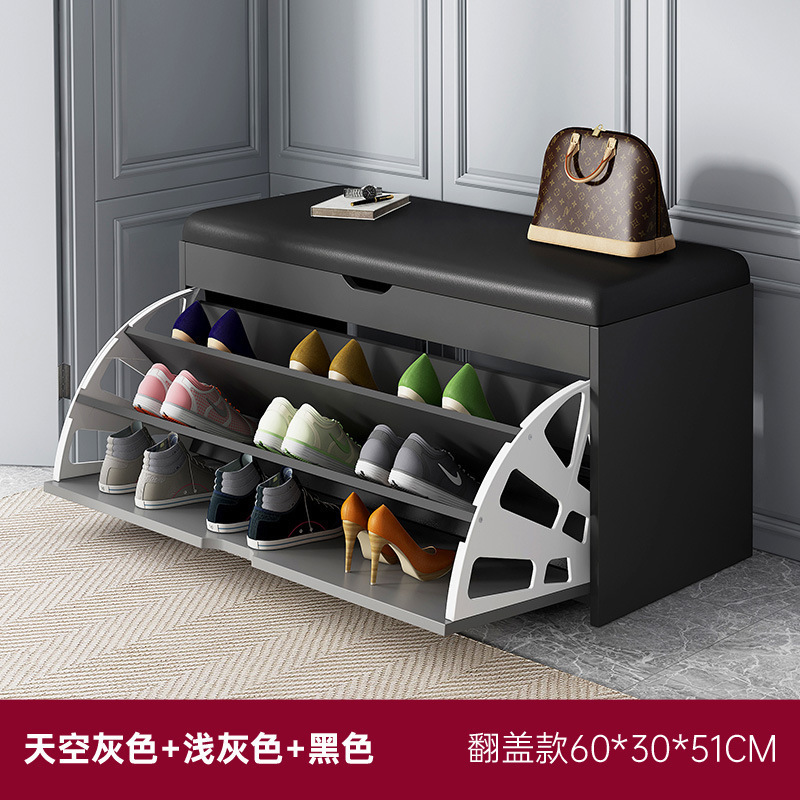 転倒式靴交換スツール、家庭用玄関靴キャビネット、座って靴を履けるスツール、玄関スツール、ネット有名人のエントリーソフトバッグクッション靴ラック|undefined