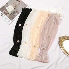 Lustrous Island Wrinkle Flower Sunscreen Sleeve for Women Summer Influencer Ice Sleeve Sheer Fabric UV Protection Sunshade Net