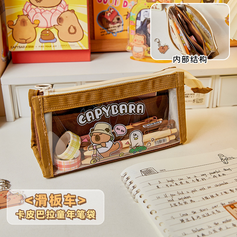 Kapibala Estuche para lápices transparente Estuche para lápices multicapa Estuche para lápices de gran capacidad para niñas Estuche para lápices transparente simple para estudiantes de escuela primaria