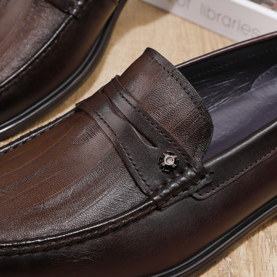 Men's Shoes Spring and Autumn Business Casual Leather Shoes Low Heel Top Layer Cowhide Soft Leather Men's Genuine Leather Workwear Shoes Breathable Shoes
