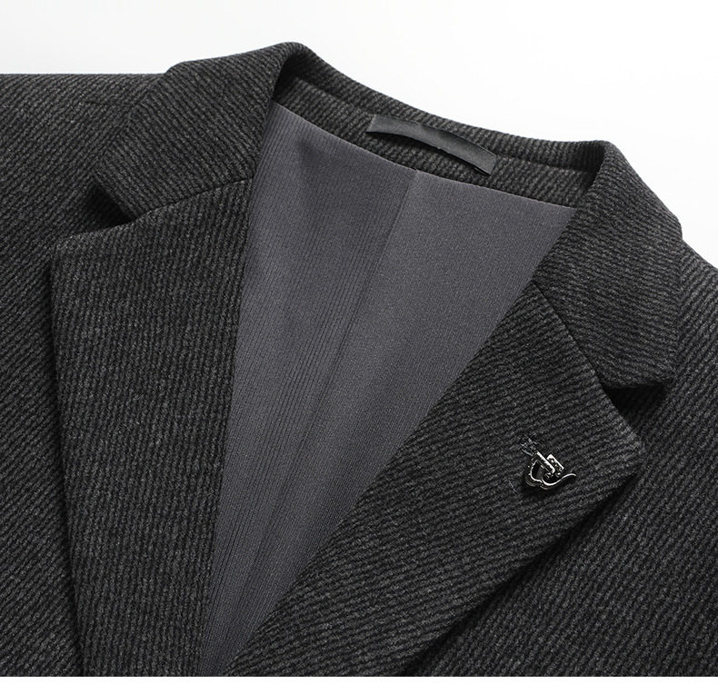 Áo vest nam dáng ôm cổ vest một hàng hai cúc chất liệu len pha lụa tơ tằm Lyocell — Xám đậm chi tiết 12