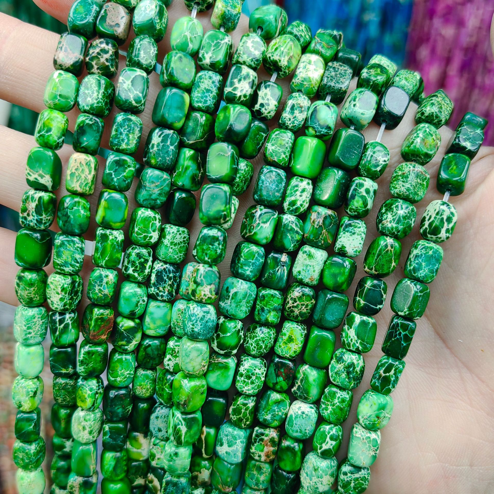 Ventas transfronterizas calientes de piedra imperial natural 5mm * 7mm con forma cuadrada multicolor perlas dispersas productos semiacabados joyas diy