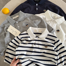 新款男童polo衫长袖儿童打底衫春秋宝宝翻领上衣卡通小熊一件代发