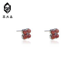 翠天晶 925银 四叶草满肉柿子耳钉 时尚百搭 高端系列 小红书