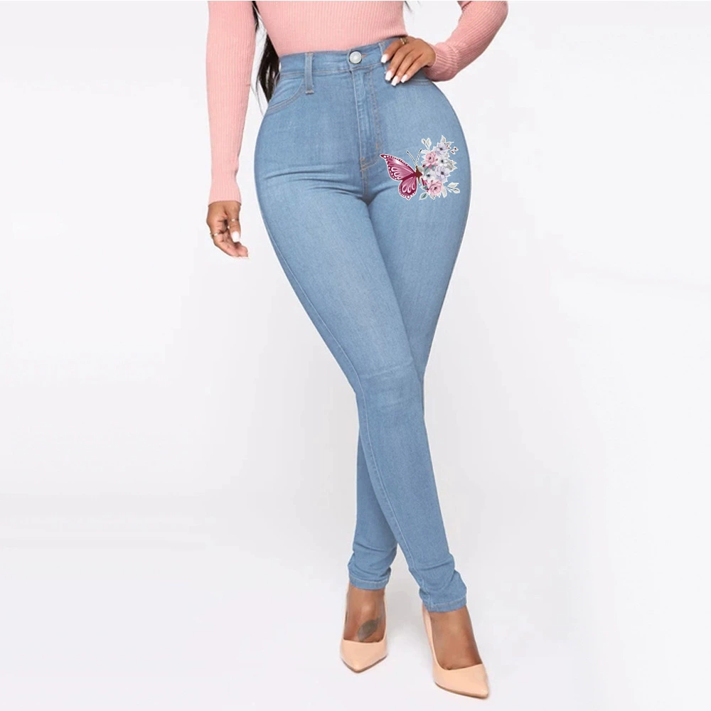 Джинсы с европейским и американским принтом джинсы женские брюки карандаш сексуальная JN01-290