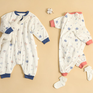 Baby Sleeping Bag Pure Cotton Split-Leg Constant Temperature Autumn and Winter Thin Baby Anti-Kick Quilt Kidsren's Pajamas Removable Sleeves All Year Round Spring