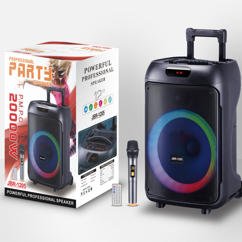 JBR-1205 12-inch Trolley Portable Square Dance DJ Mobile Karaoke Outdoor Singing Audio Bluetooth Speaker