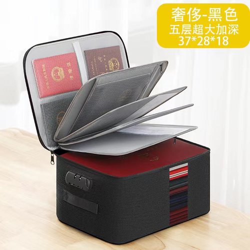 【Five-Layer Document Bag】New Cross-Border Document Storage Bag Multifunctional Large Capacity Storage Box Document Bag