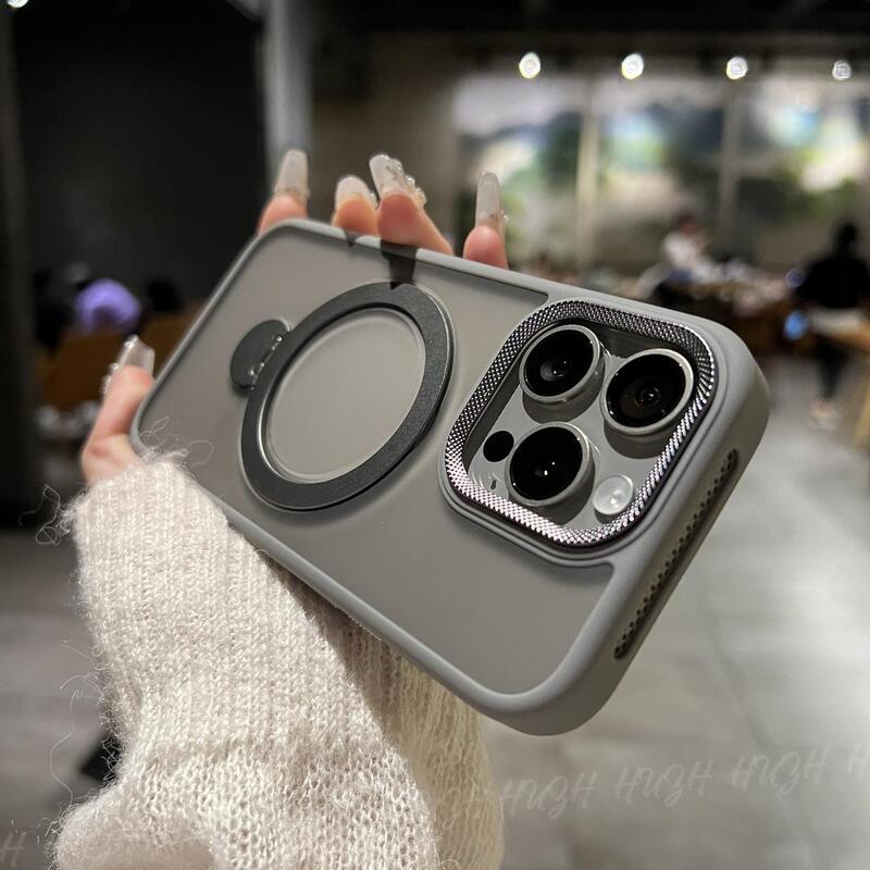 360-Degree Rotation Suitable for Apple 16Promax Matte Magnetic Phone Case Iphone15Pro Cooling 17 Protective Case