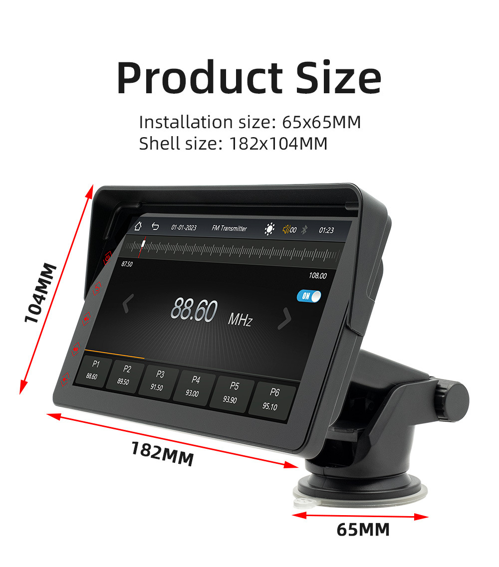 Cross-Border Factory Source 7inch Bluetooth Carplay Navigation Box Car Reversing Rear View Screen Projection Display Touch Screen