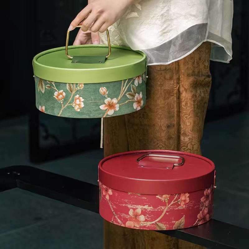 Caja de regalo del Festival del Medio Otoño, caja de regalo de embalaje de pastel de luna, caja de regalo de estilo nacional exquisita, caja dura de barril portátil, caja de regalo de hielo