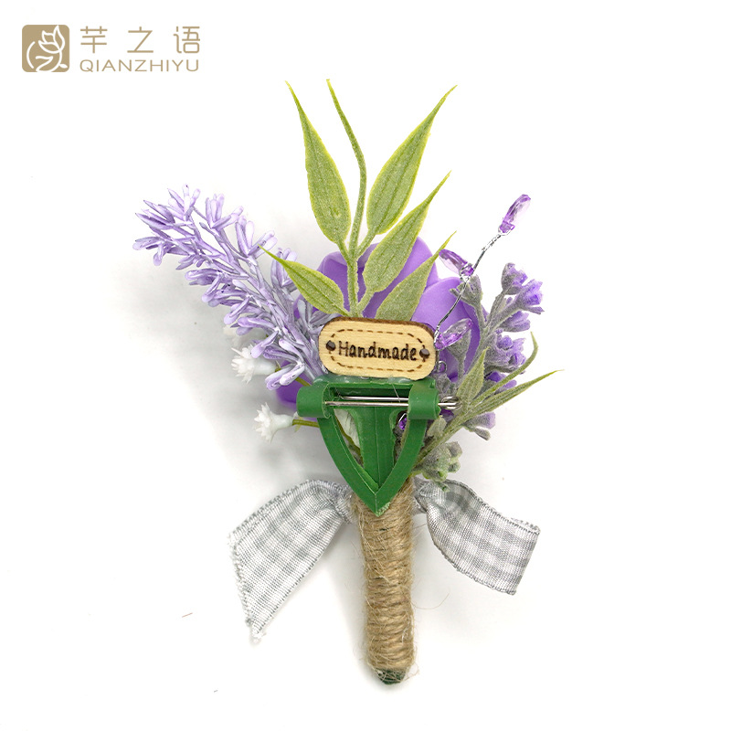 新品亞馬遜同款手工仿真小玫瑰胸花婚禮新娘伴娘歐式迎賓森系批發(fā)