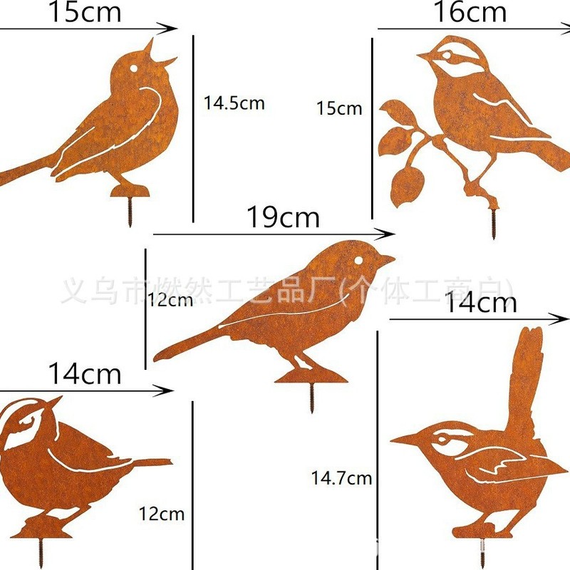 クロスボーダー新スタイル 5 錆びた鳥鉄工芸品錆びた模擬鳥彫刻屋外ガーデンシーン装飾|undefined