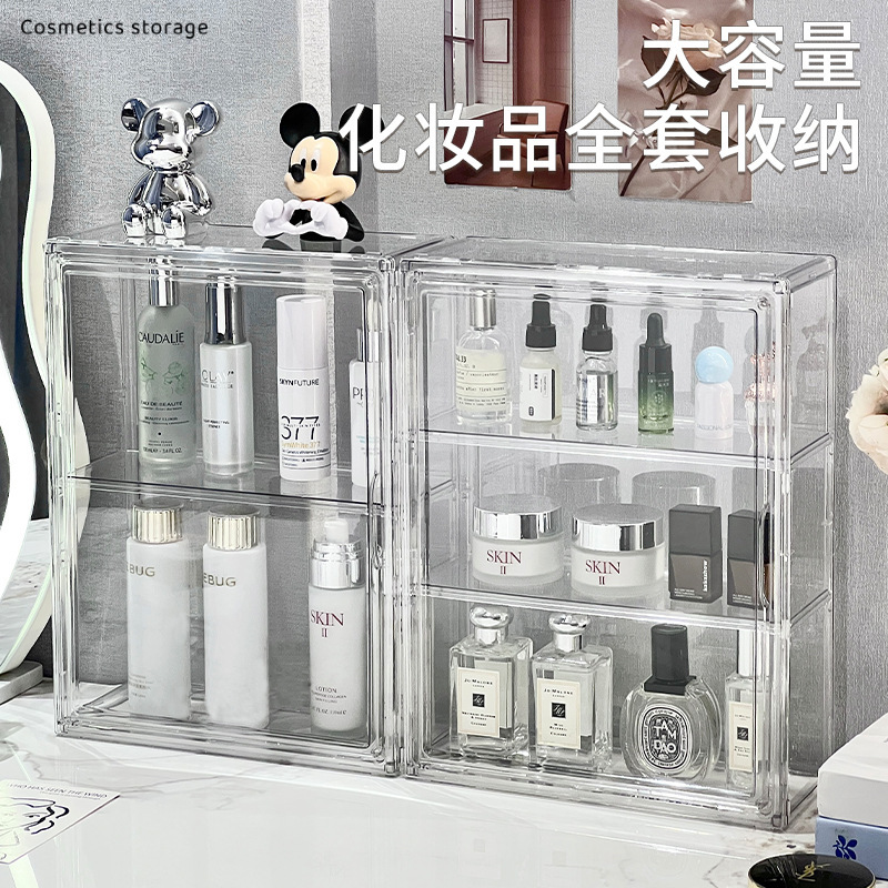 多功能可壁挂可叠加磁吸手办盲盒高透明展示柜化妆品防尘收纳盒|undefined
