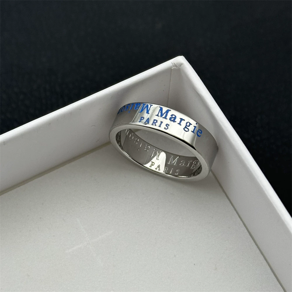 Кольцо PYC 22ss Classic Letter Reversal из серебра 925 пробы, нишевое, в европейском и американском стиле, для пар, сине-красное, с логотипом, модное