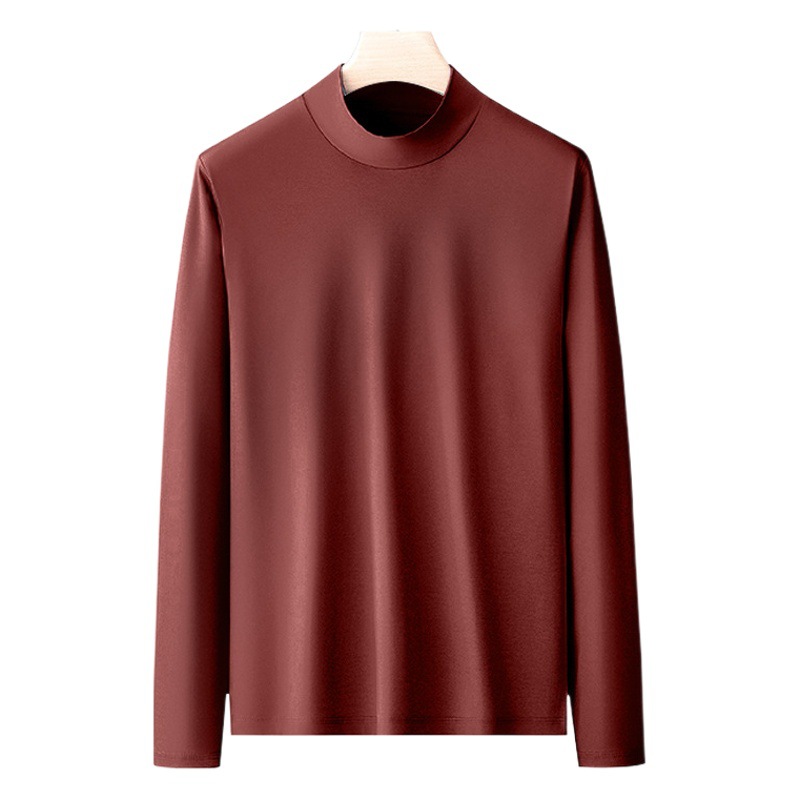 Autumn and Winter cotton half turtleneck long-sleeved T-shirt men's shirt thin bottoming shirt mid collar autumn clothes inner wear slim fit all-match
