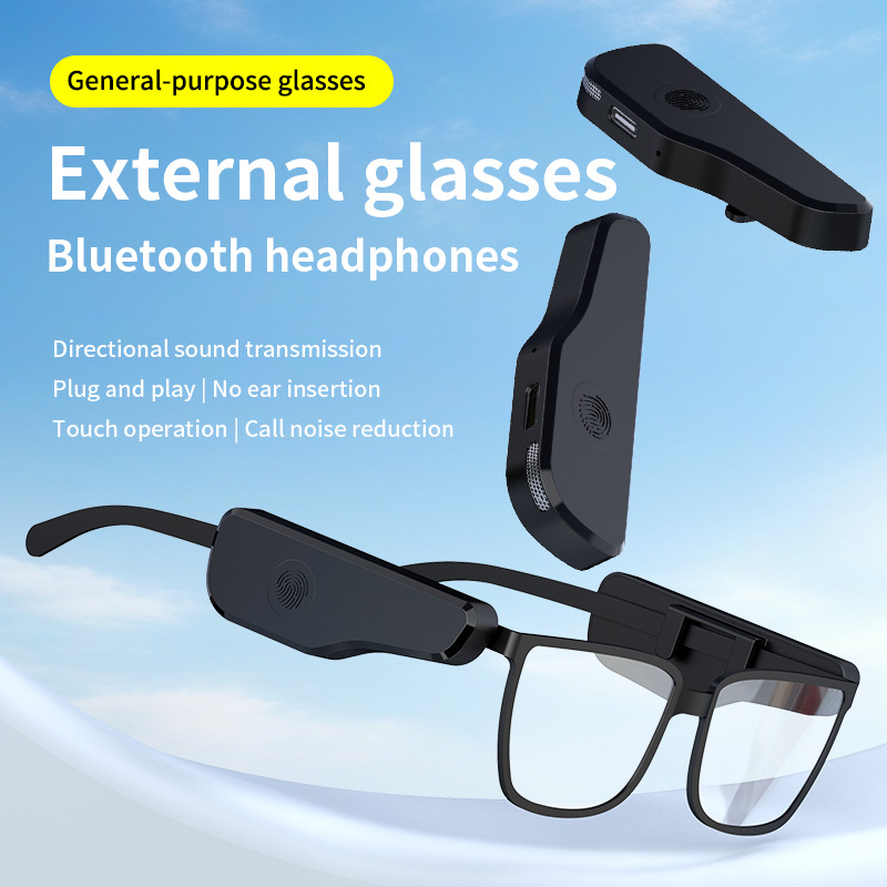 New Plug-in Glasses Adapter,Bluetooth Earphones, Ultra Long Battery Life,touch Operation, Flexible Answering,Compatible With Various Glasses_voghion.com