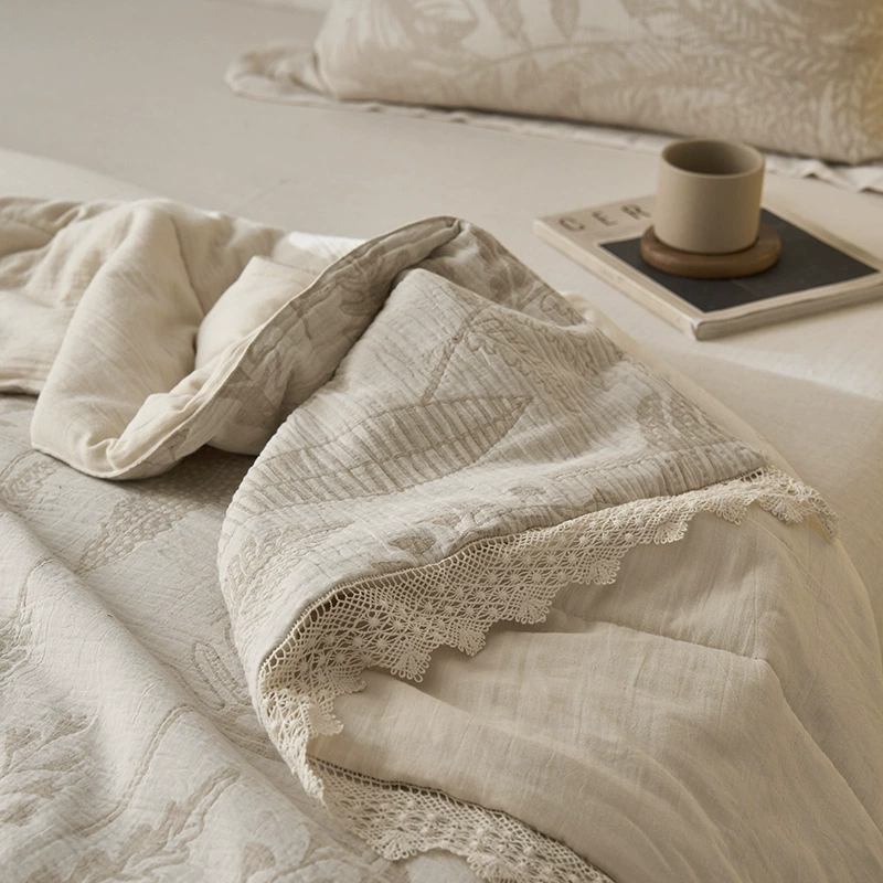 Хлопок и лен, французское ретро-конопляное кружево, одеяло с кондиционером, кружевное жаккардовое одеяло, можно стирать в машине, летнее одеяло, комплект постельного белья из четырех предметов для беременных и младенцев
