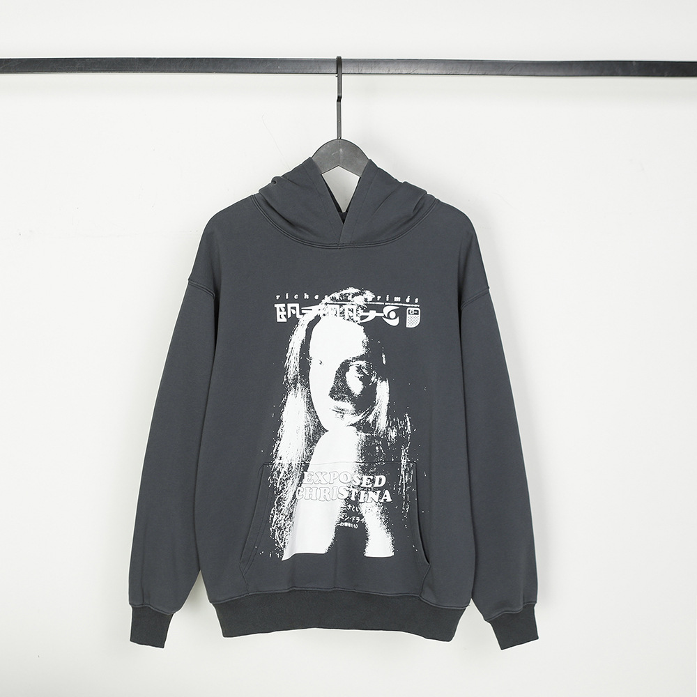 ERD melancólico rico de segunda generación alta calle lavado en agua hacer letras viejas imprimidas camisetas callejeras casuales hombres y mujeres encapuchados moda