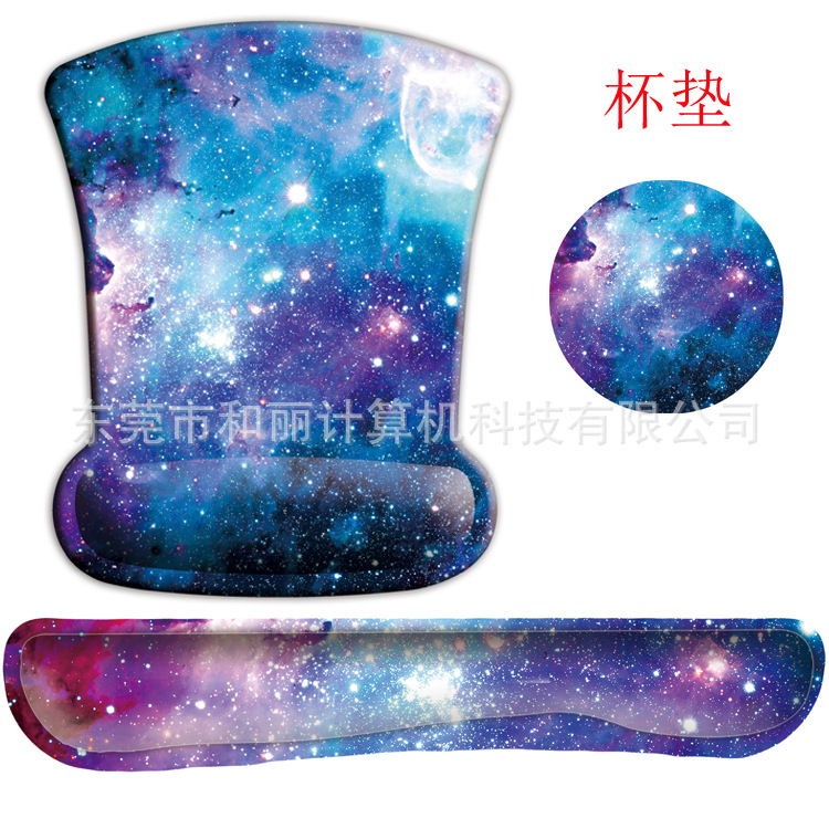 护腕鼠标垫定制游戏键盘托套装花色图案星空大理石鼠标垫护腕定制