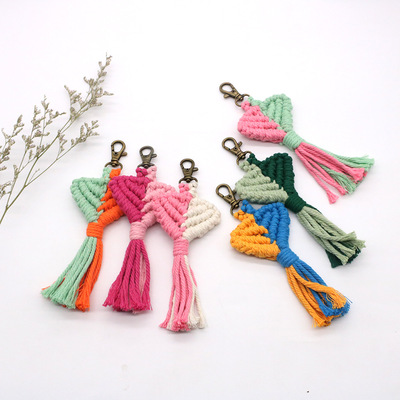 new pattern Nordic Cotton rope weave Peach Key buckle Female bag decorate Pendant The car Pendants heart-shaped Pendant manual