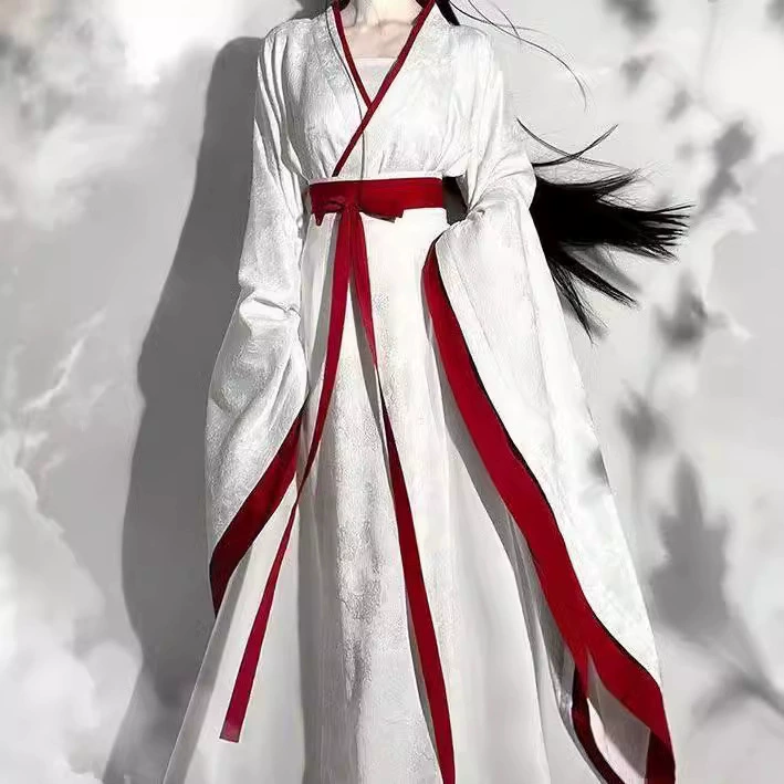 Женский комплект ханьфу в стиле Вэй, Цзинь и Северо-Южных династий, весна-осень 2025, новая модель, с перекрестным воротником, широкими рукавами, длиной до талии, жаккардовый, с разрезом.