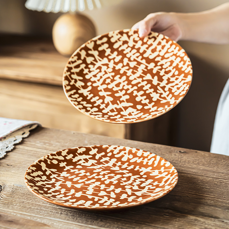 Relievo pintado a mano característico platos de cubiertos caseros platos de cerámica platos de desayuno platos de ensalada de frutas platos platos de comida occidental