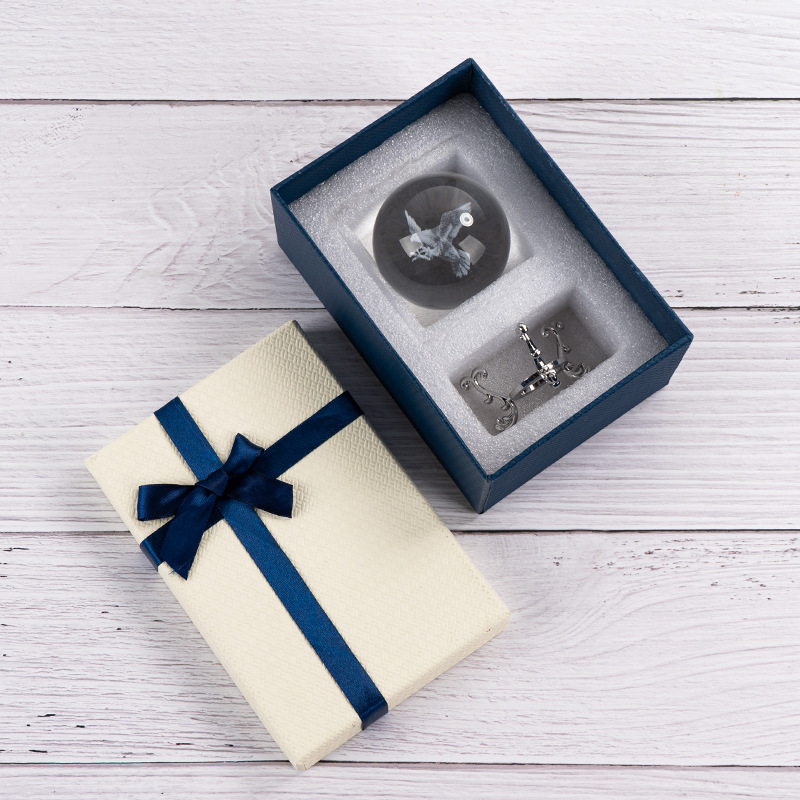 80mm cristal bola de cristal caja de regalo bola de cristal base caja de regalo traje cartón caja de madera logo