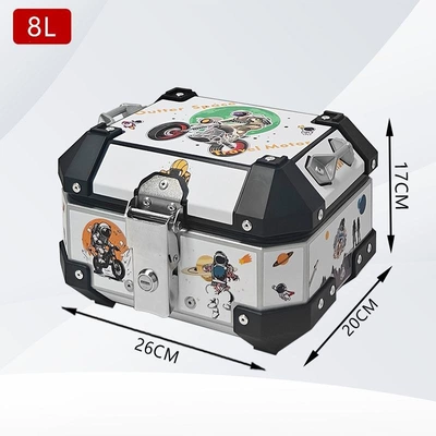 aluminum alloy tail box Motorcycle trunk - 8l-space-motorcycle-touring-bag-with-decals-luxurious-lining