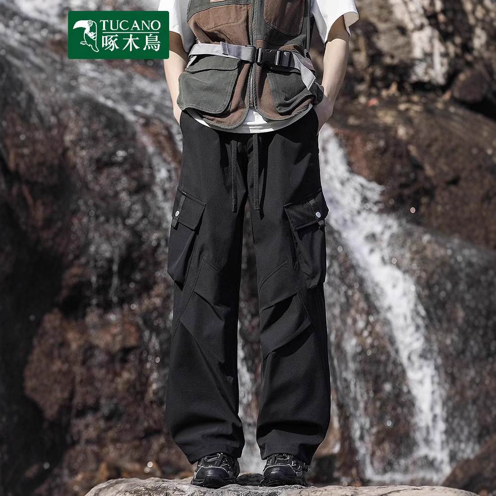 Woodpecker Outdoor Overalls Men's Spring and Autumn 2025 Loose Straight Multi-Pocket Wide Leg Casual Charge Pants