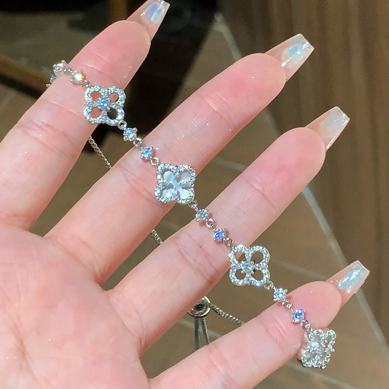 花朵镶钻可抽拉手链小众轻奢高级感手环时尚精致个性百搭手饰饰品|undefined