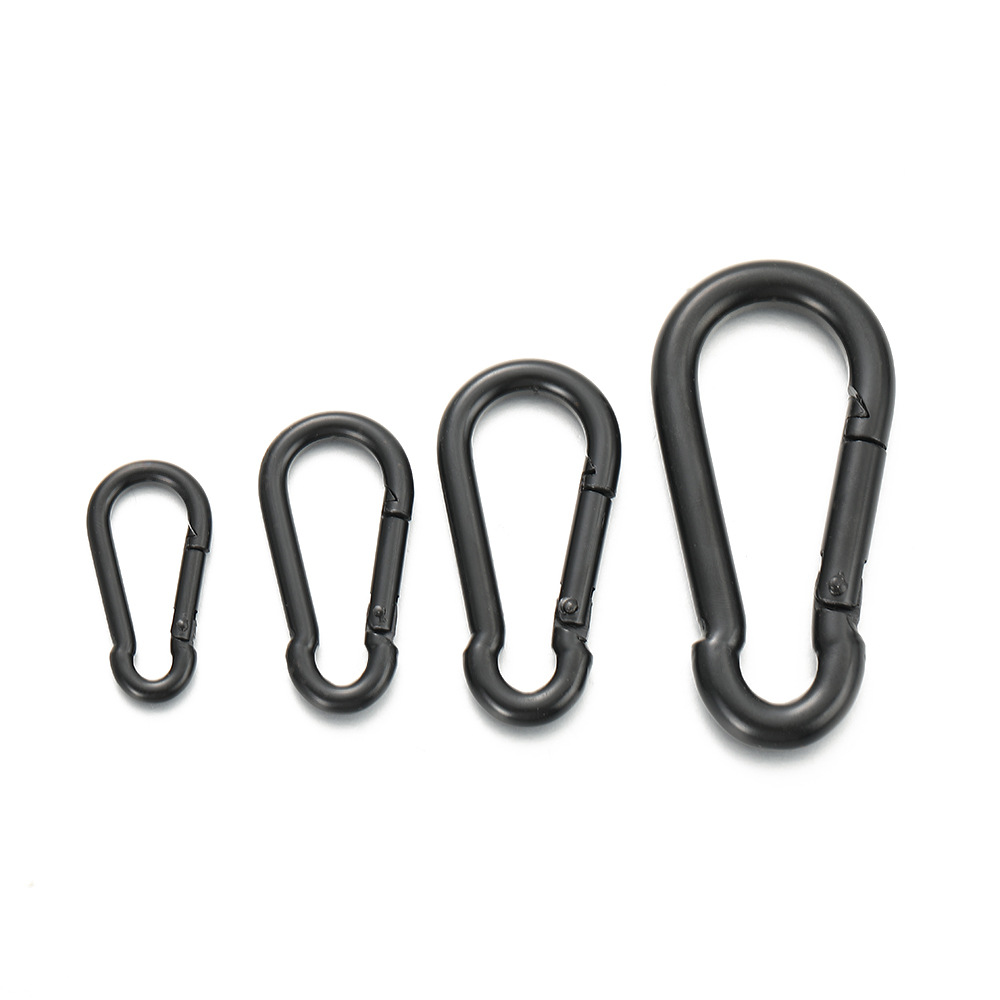 Pure Black Electrophoretic Gourd-Shaped Spring Hook Carabiner Outdoor Hammock Safety Hook Accessories Multi-Specification Spring Buckle