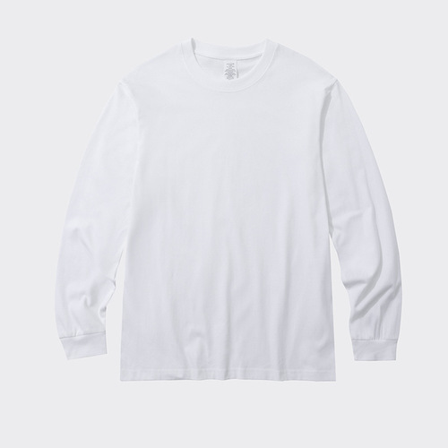 American cotton long-sleeved T-shirt for men and women, autumn and winter warm loose round-neck bottomed shirt for men, pure color cotton long-sleeved