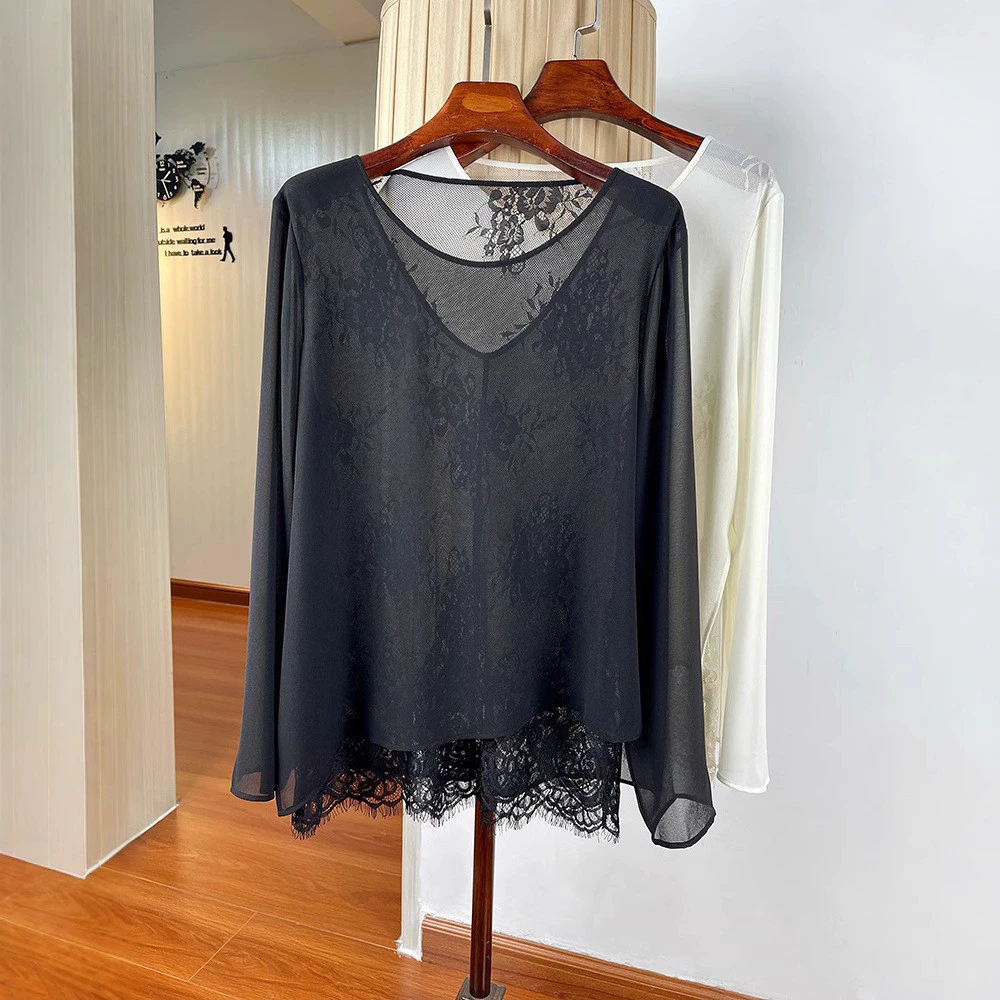 Темпераментная женственность, сшитое кружевное поддельное два топа