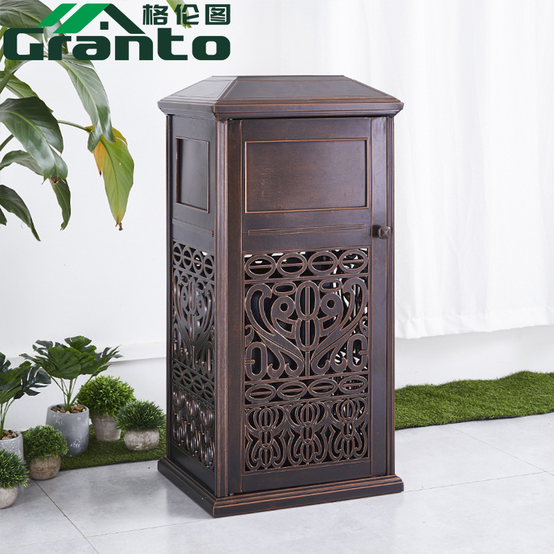 户外室外环卫铸铝垃圾桶别墅庭院小区公园商业街垃圾箱铁艺果皮箱