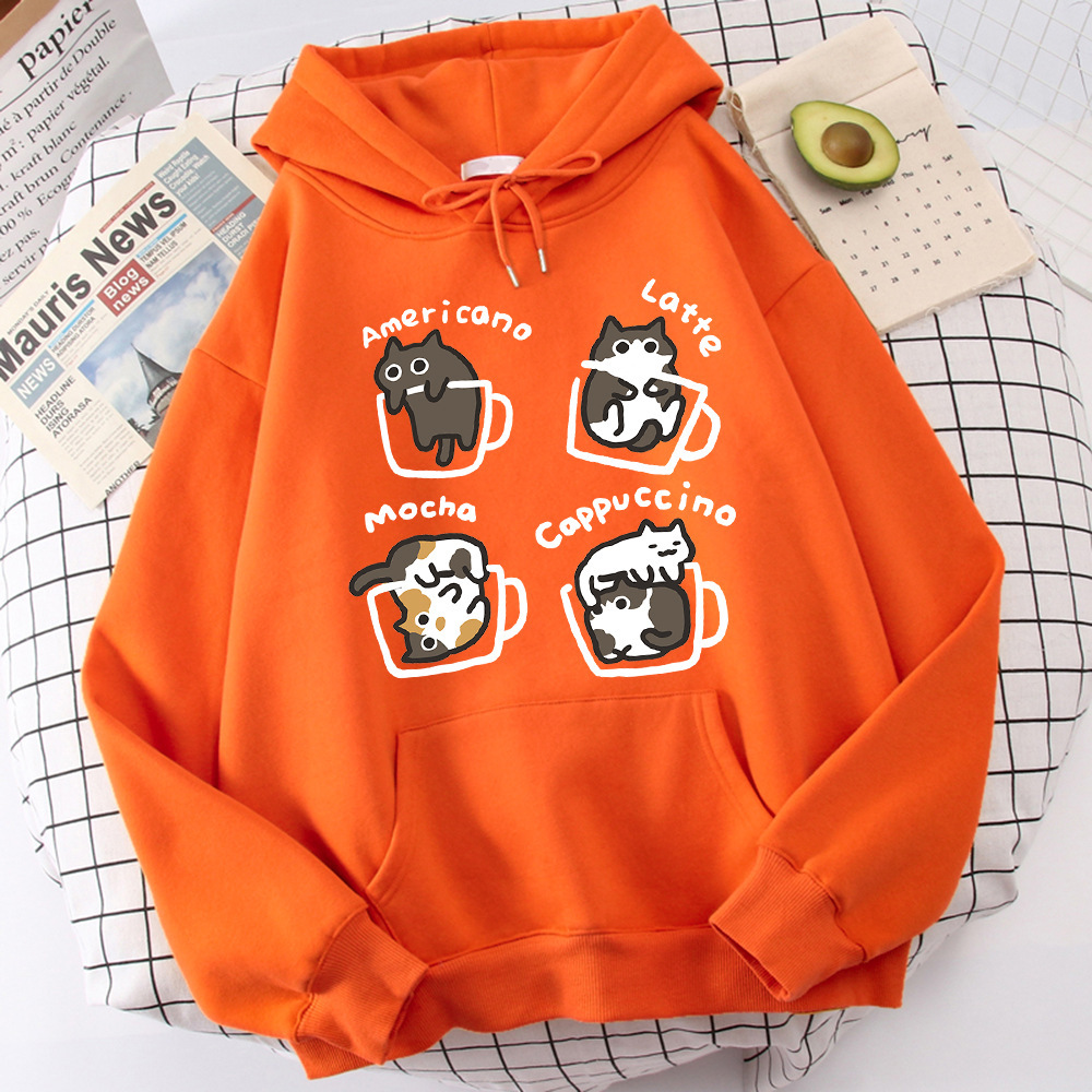 Five Little Cats Playing In The Cup Hoodies Male Set Harajuk
