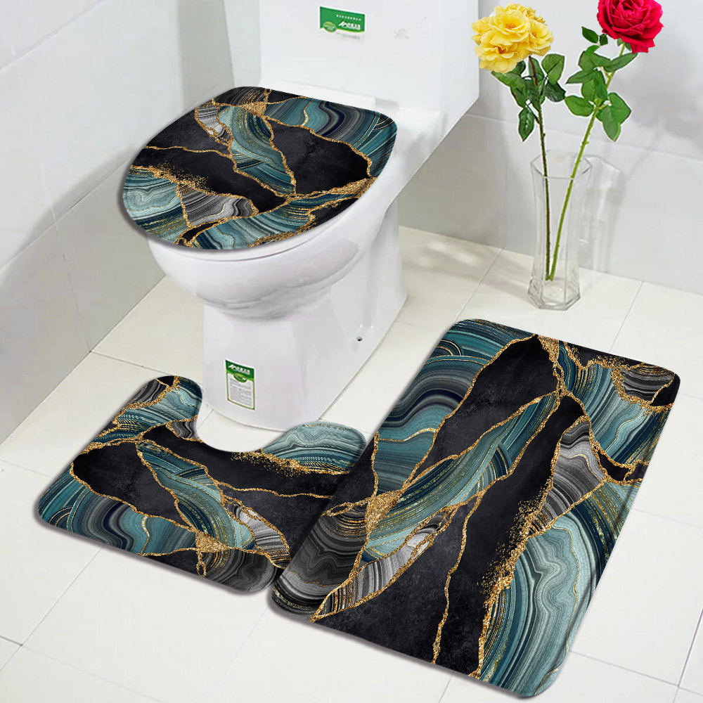 Baño transfronterizo de tres piezas aislante de frío absorción de agua alfombra de franela resistente al desgaste y sucia fácil de cuidar alfombra antideslizante de decoración doméstica