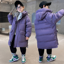 童装2025男童新款加厚棉衣韩版中长款儿童连帽保暖棉袄一件代发潮