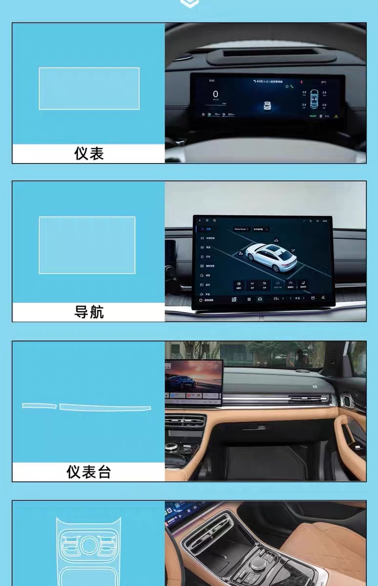 Suitable for 25-26 Models of Geely Galaxy A7 Center Console Button Film, Ev/Emi Interior Protective Film, Center Pillar Film Modification